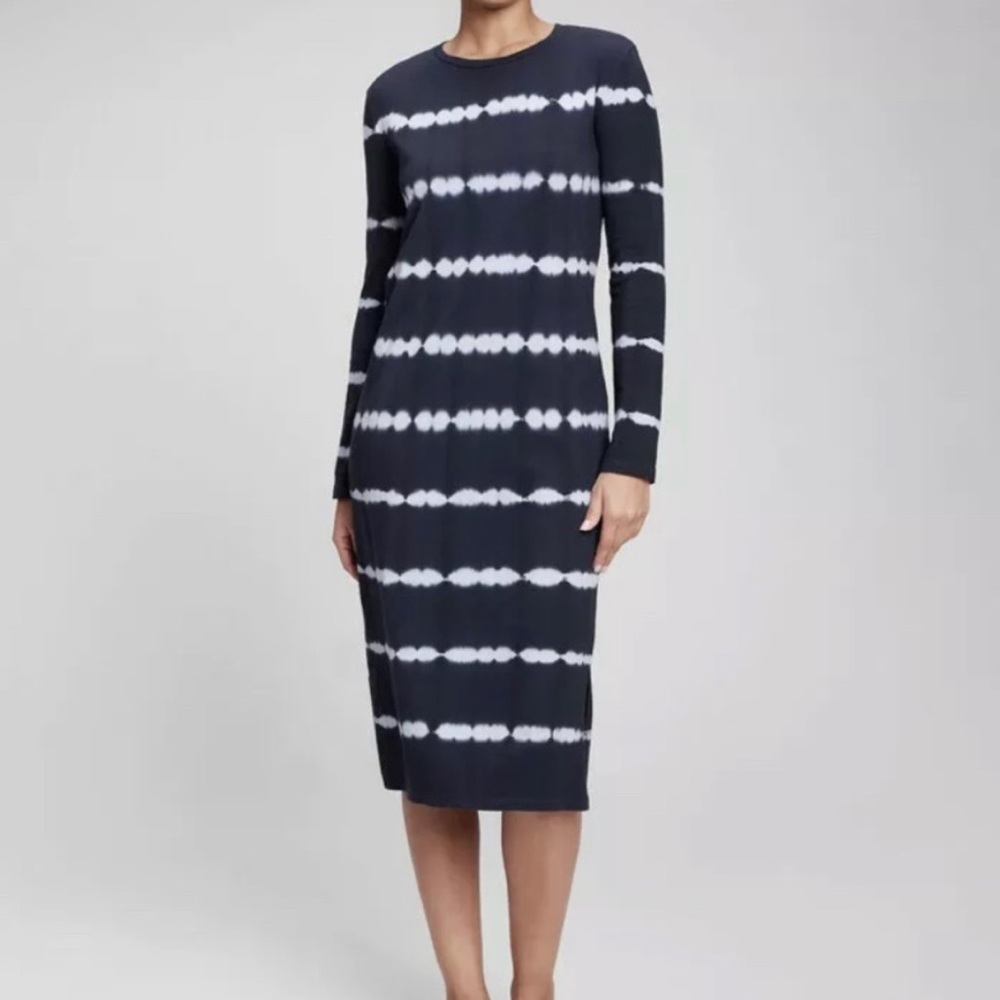 Gap Women's Crew Neck Long Sleeve Tie-Dye Dress